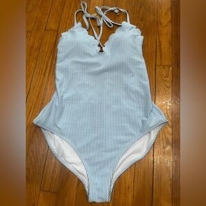 Jessica Simpson seersucker swimsuit